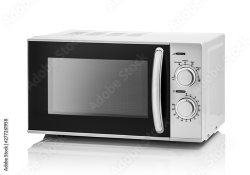 White microwave oven on a white background.