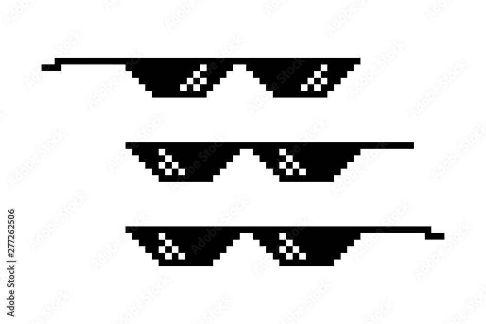 Pixel glasses isolated. Thug life style. Meme symbol design. Retro 8 bit  template. Stock Vector | Adobe Stock