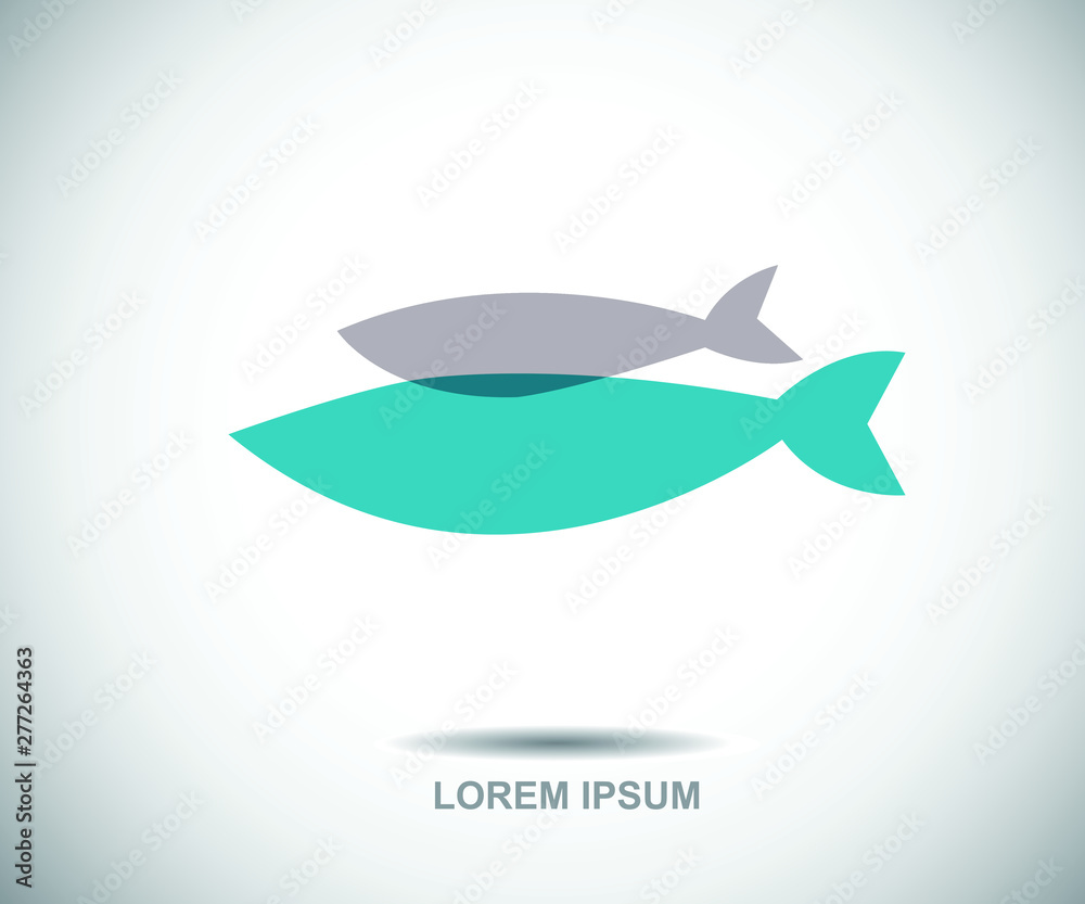 Fototapeta premium fishes colorful together - vector graphic. This logo modern template can be representative of travel destination of an exotic tropical place, tourism, aquarium, adventure water sports, website, etc