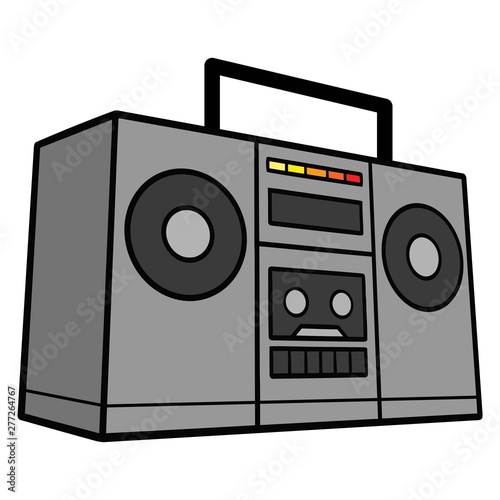Boom Box - A cartoon illustration of a Retro Ghetto Blaster.
