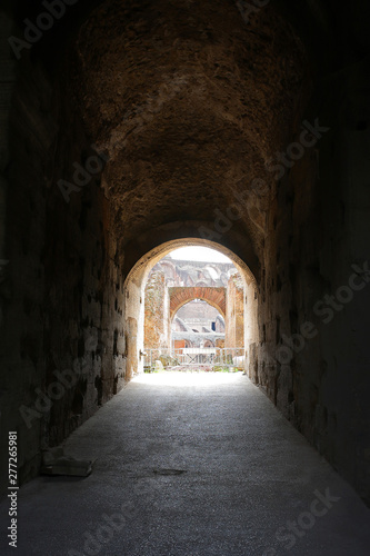 Arched passage inside Roman Colloseum (Coliseum) © Flicketti