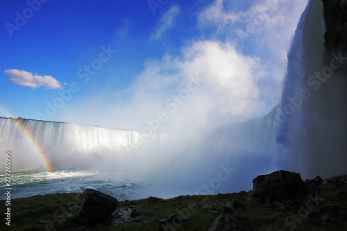 Niagara Falls with rainbow  view from below