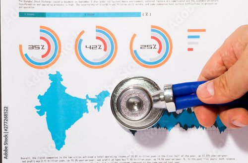 Financial stock market statistics chart, medical consultation and national economic issues, diagnosis and analysis