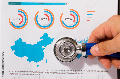 Financial stock market statistics chart, medical consultation and national economic issues, diagnosis and analysis