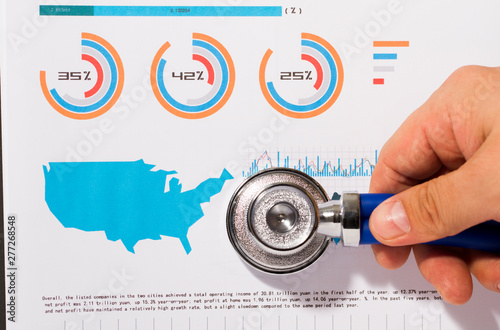 Financial stock market statistics chart, medical consultation and national economic issues, diagnosis and analysis