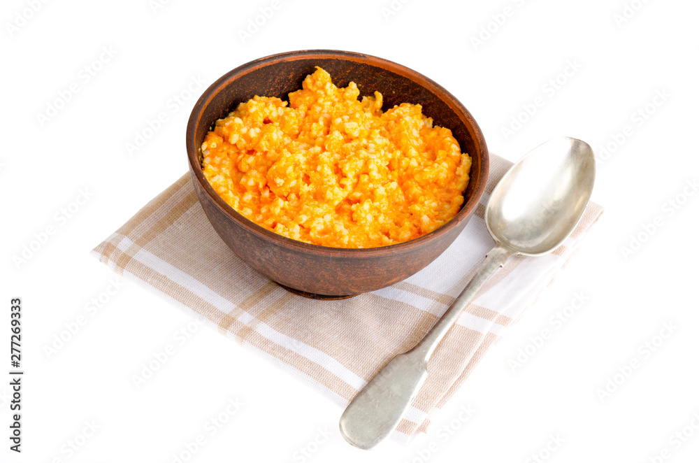 Dish of pumpkin and rice cereals, diet porridge. Dish of pumpkin and rice cereals, diet porridge.