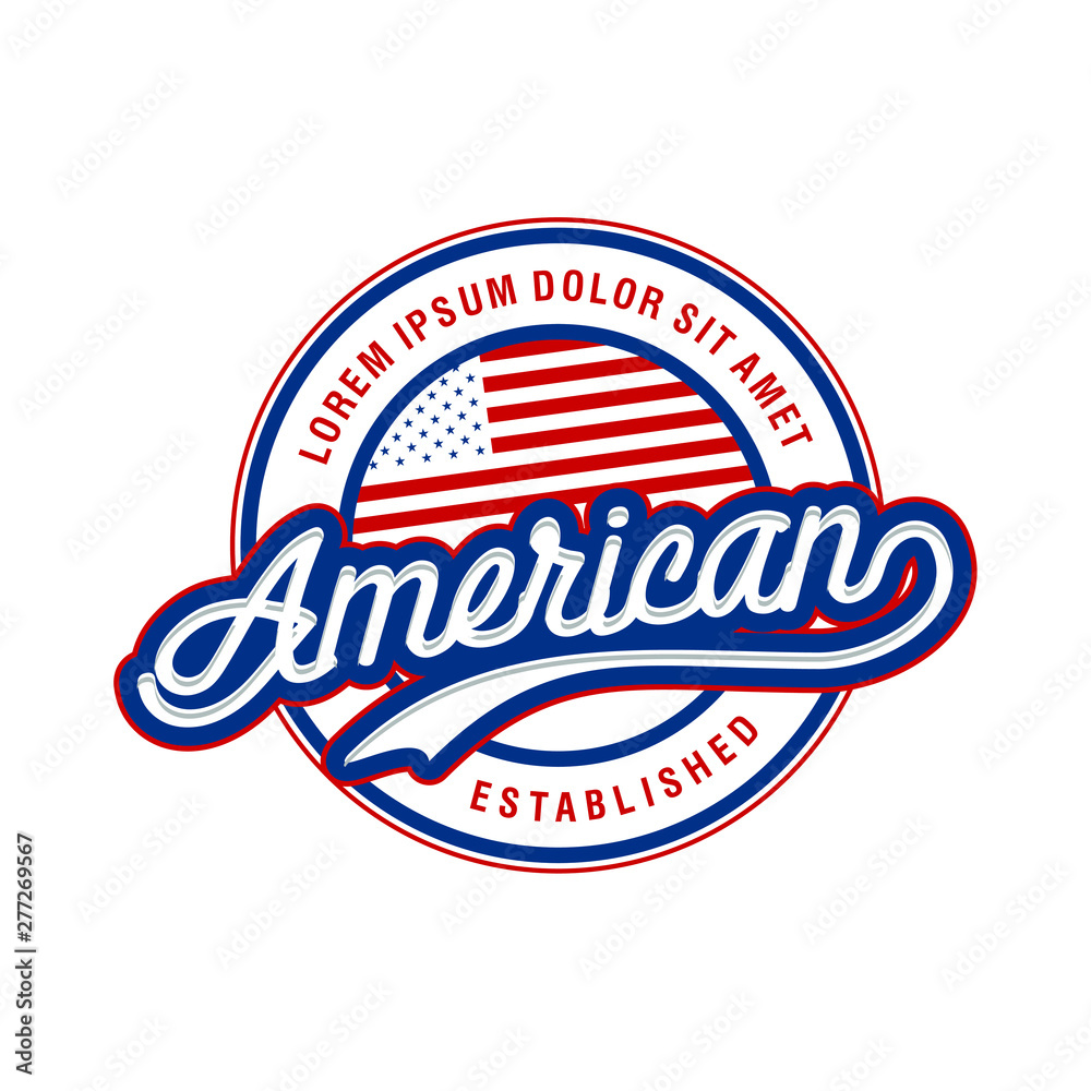 American style logo vintage classic flag,