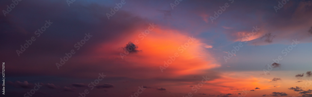 Dramatic Panoramic View of a cloudscape during a cloudy and colorful sunset. Taken over Beach Ancon in Trinidad, Cuba. Dramatic Panoramic View of a cloudscape during a cloudy and colorful sunset. Taken over Beach Ancon in Trinidad, Cuba.
