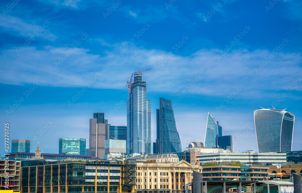 Obraz premium A view of the London skyline across the River Thames in London, UK.