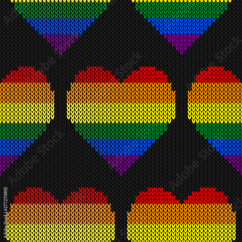 LGBTQ color abstract knitted pattern. Rainbow color seamless pattern. Design for sweater, scarf, comforter or clothes texture.