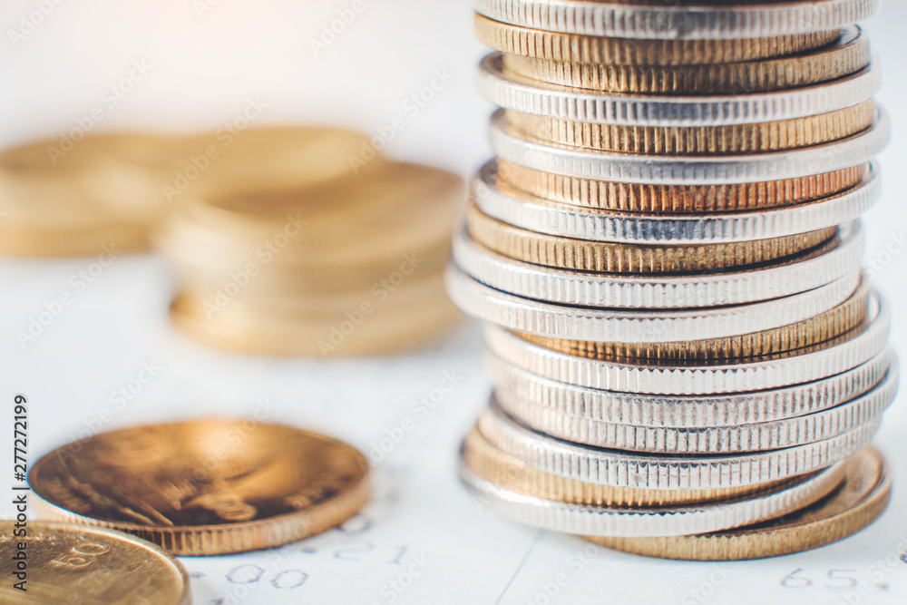 Coins for finance and banking on digital stock market financial exchange and Trading graph Coins for finance and banking on digital stock market financial exchange and Trading graph