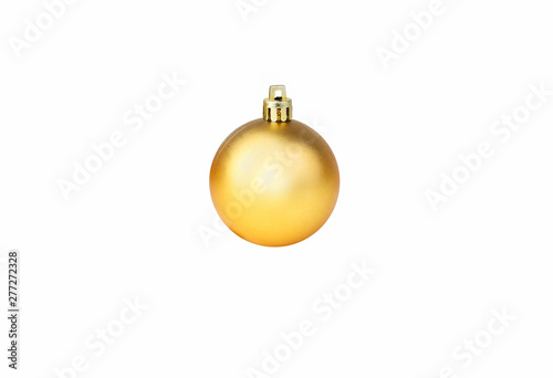 Golden glitter Christmas ball on isolated white background