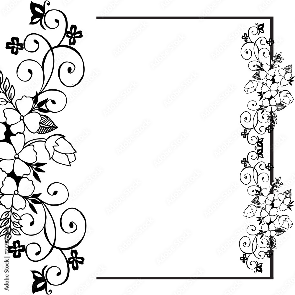 Vector illustration template for elegant leaf floral frame