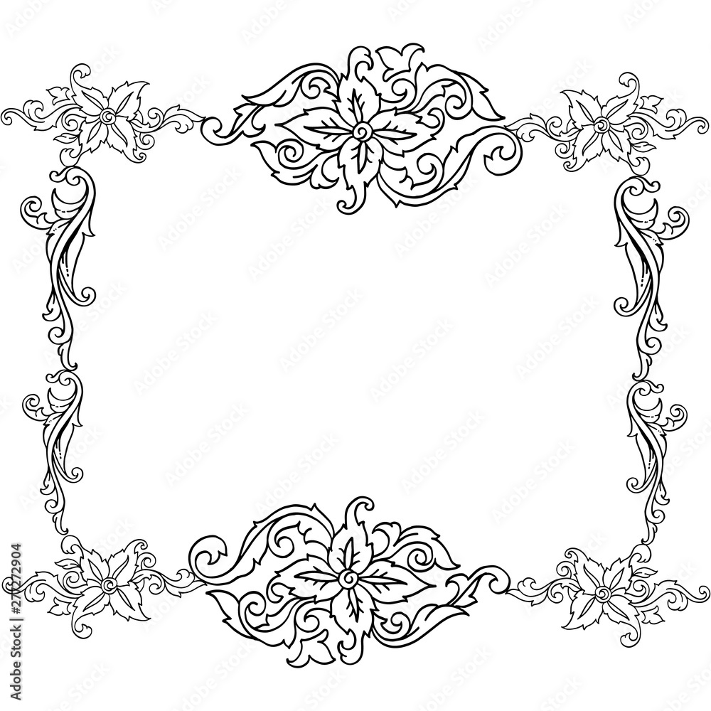 Vector illustration poster with various pattern wreath frame