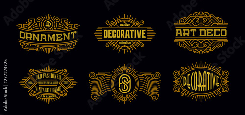 Art Deco Badges Modern Minimalism Line Art Ornament Frame Decorative Old Fashioned Graphic Design Element