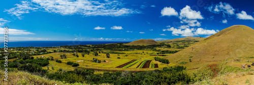 Hanga Roa and Easter Island view from Puna Pau photo
