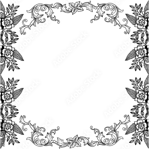 Vector illustration decor of card for art leaf floral frame