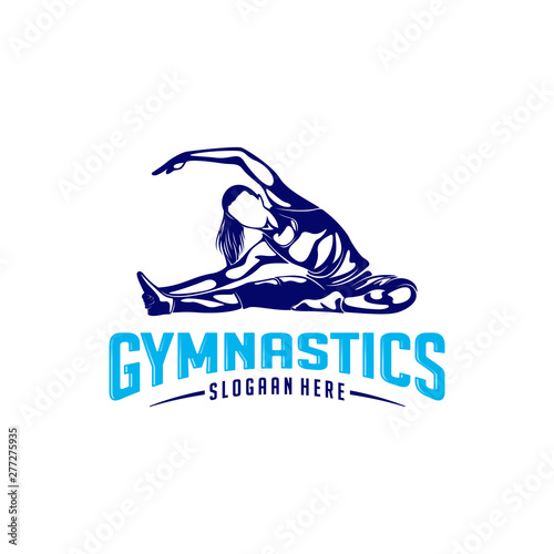 Women fitness exercise logo vector. Gymnastics Logo Template. Healthy Sexy body vector.