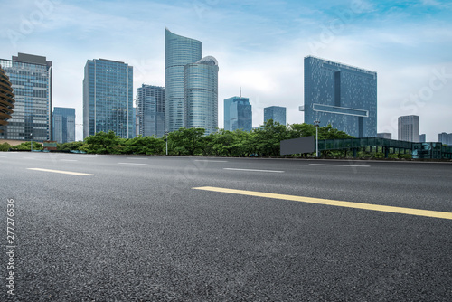 Road and skyline of urban architecture