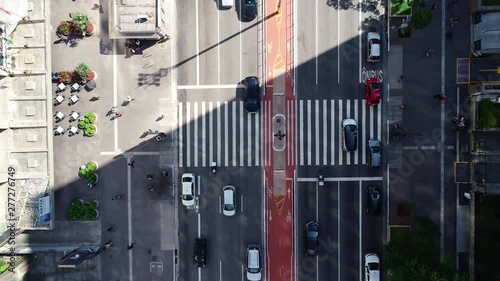 Aerial image made with drone on Avenida Paulista, commercial center of the city of São Paulo, Brazil. photo