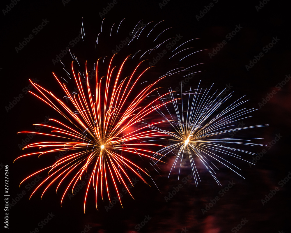 Beautiful Fireworks Exploding Aginst the Black Night Sky Beautiful Fireworks Exploding Aginst the Black Night Sky
