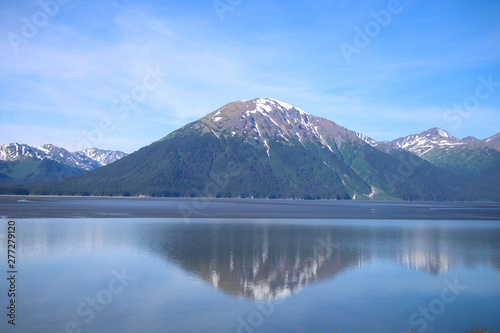 Reflection of a Snowcapped Mountain on a Lake in Alaska