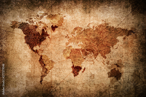 Fototapeta Mapa świata w stylu retro tekstura tło