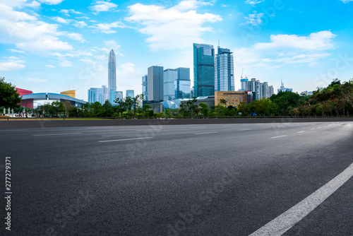 Road and skyline of urban architecture.. © 昊 周