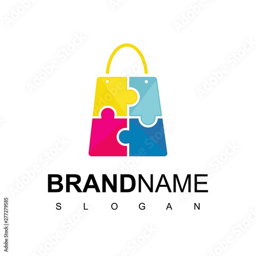 Puzzle Bag For Kid Store Logo Design Vector