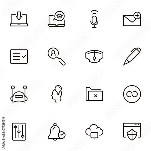 Mobile communicaton line icon set