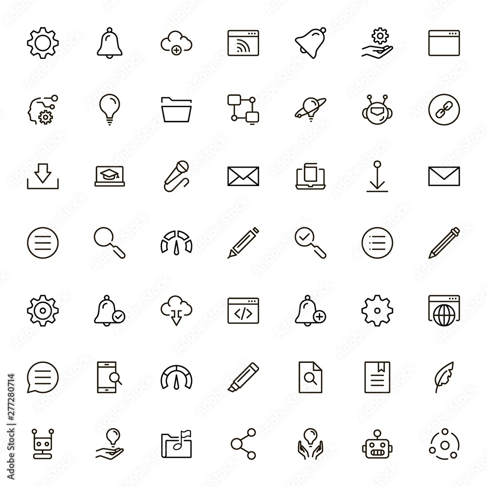 Fototapeta premium Mobile communicaton line icon set