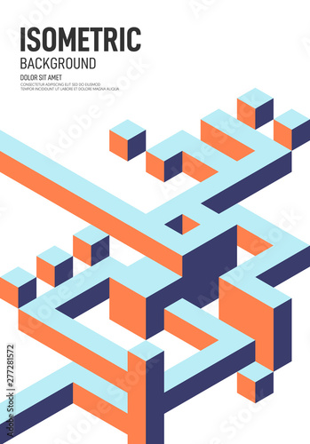 Abstract isometric geometric shape layout poster design template background