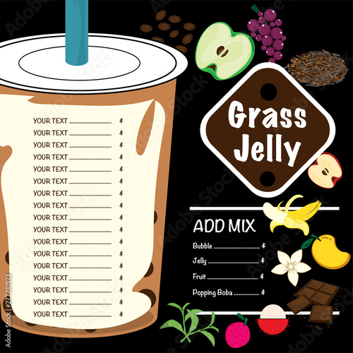 menu grass jelly graphic template