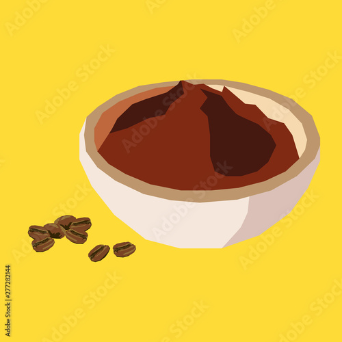 grounded coffee beans icon logo in flat style