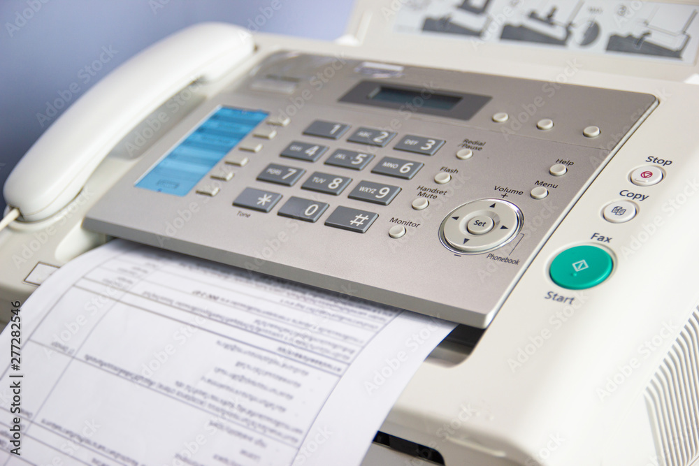 The fax machine for Sending documents in the office concept equipment needed in office The fax machine for Sending documents in the office concept equipment needed in office