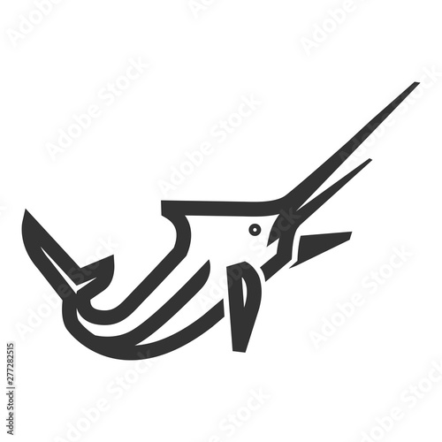 Outline Icon - Hooked fish