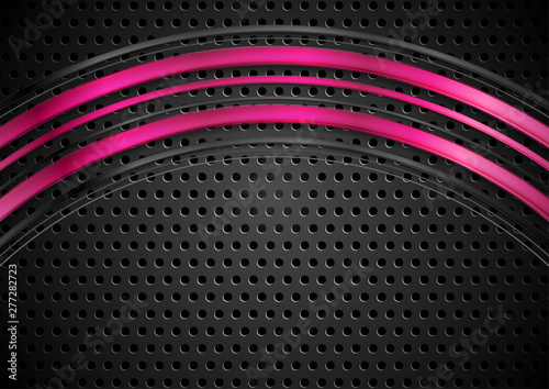 Glossy waves on dark perforated metallic background