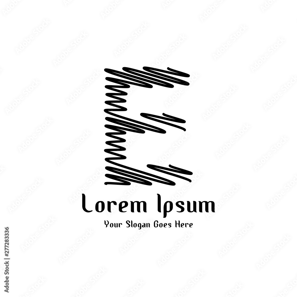 Design of alphabet letter E with lines stripe as a logo for a company or business Design of alphabet letter E with lines stripe as a logo for a company or business