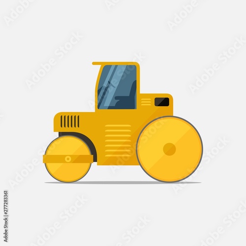 Road roller special machines for the construction work. vector illustration