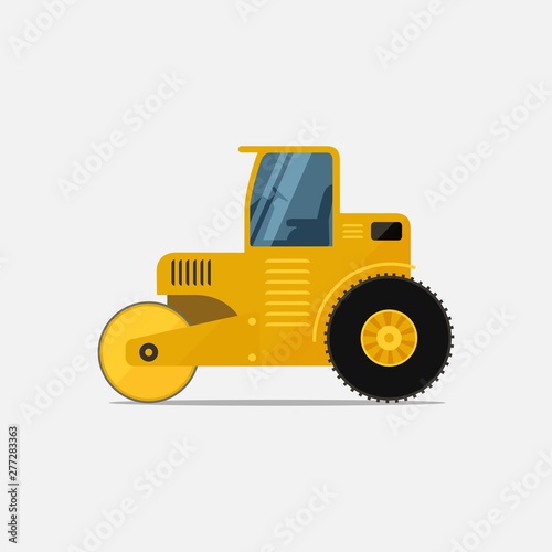 Road roller special machines for the construction work. vector illustration