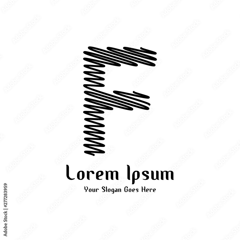Design of alphabet letter F with lines stripe as a logo for a company or business