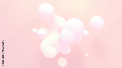 Pink and orange gradient color floating liquid blob. 3d rendering picture.