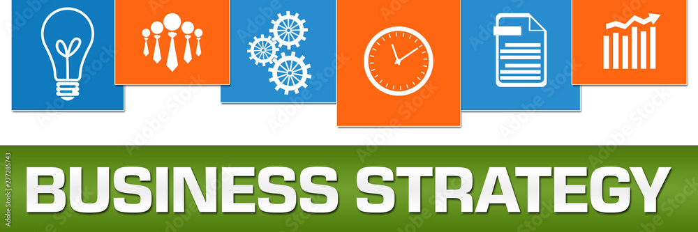 Business Strategy Business Symbols Green Blue Orange On Top Business Strategy Business Symbols Green Blue Orange On Top