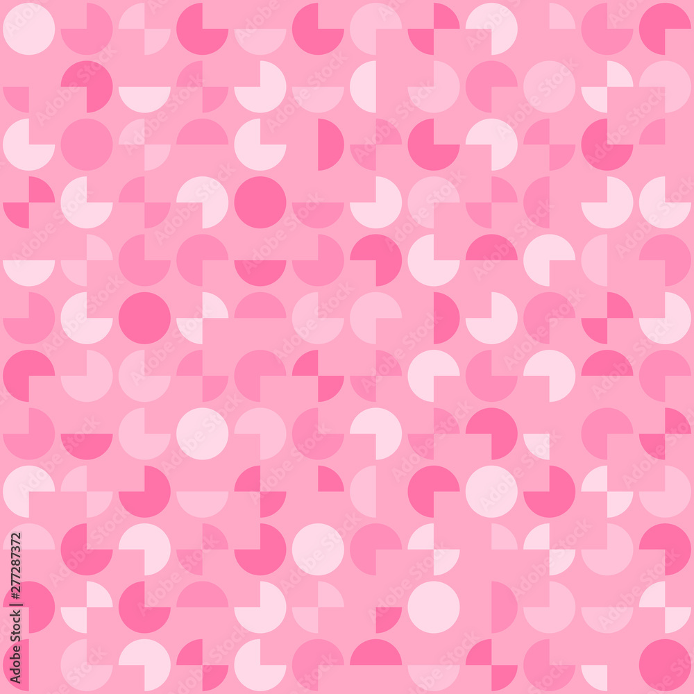 segments of circles. vector continuous seamless pattern. abstract geometric shapes. simple pink repetitive background. textile paint. wrapping paper. fabric swatch