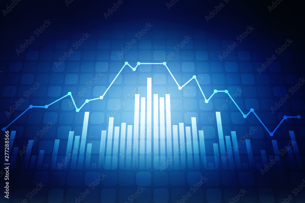 2d rendering Stock market online business concept. business Graph 