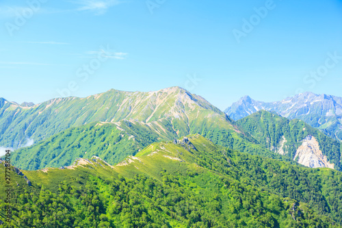 夏の北アルプス燕岳から望む大天井岳方面　長野県大町市　安曇野市