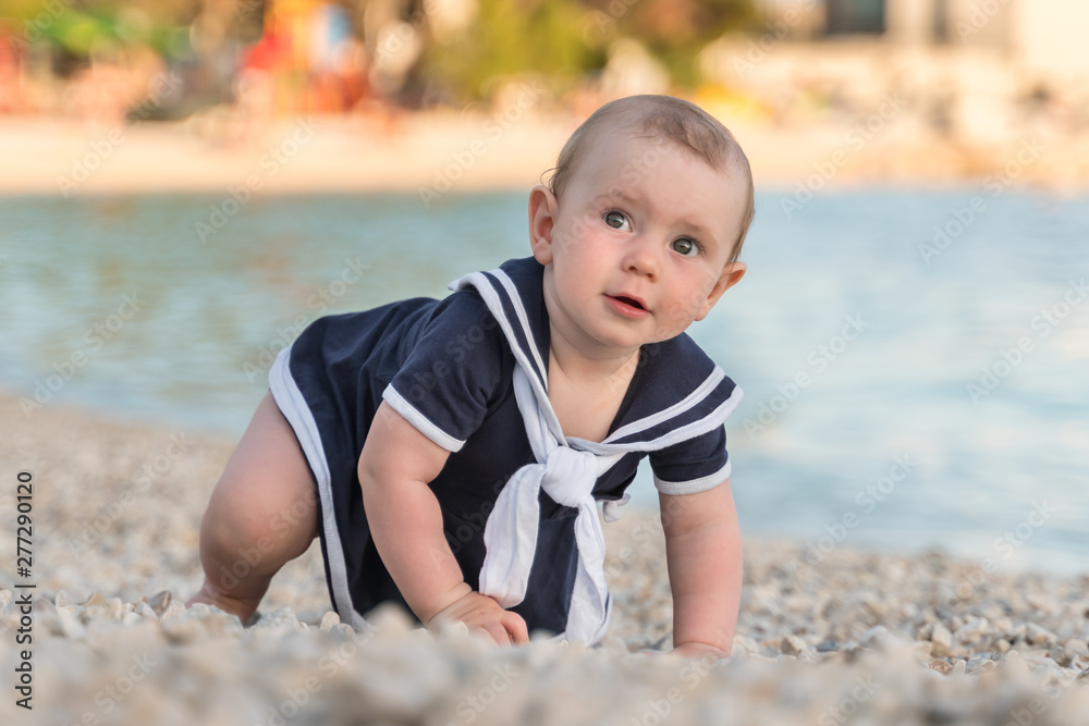 Cute little baby girl on the beach Cute little baby girl on the beach