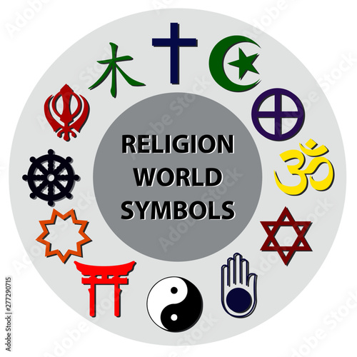 world religion symbols colored signs of major religious groups and religions. easy to modify