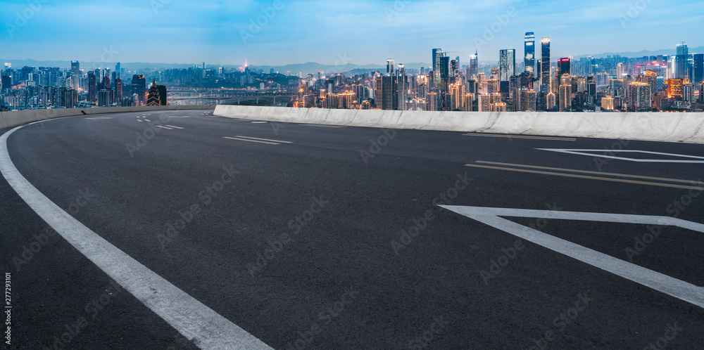 Roads and squares over cities, urban scenery