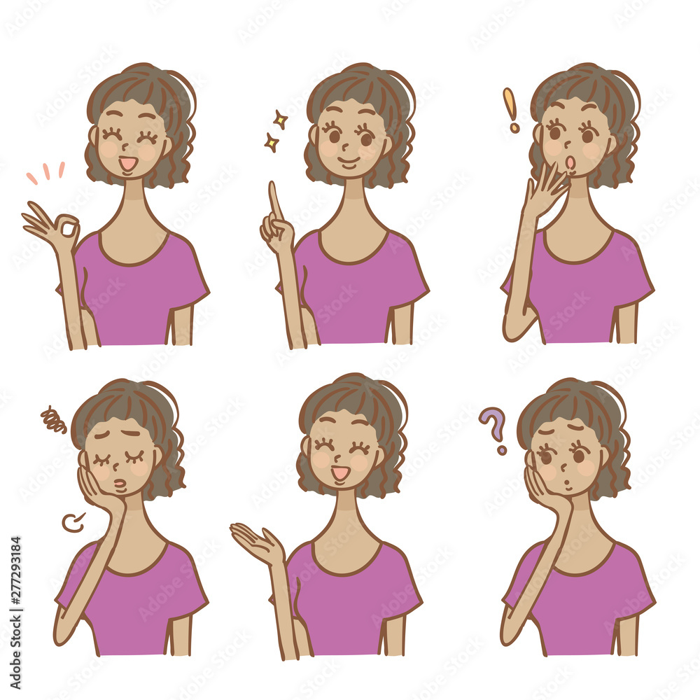 黒人女性の表情イラストセット Stock Vector Adobe Stock